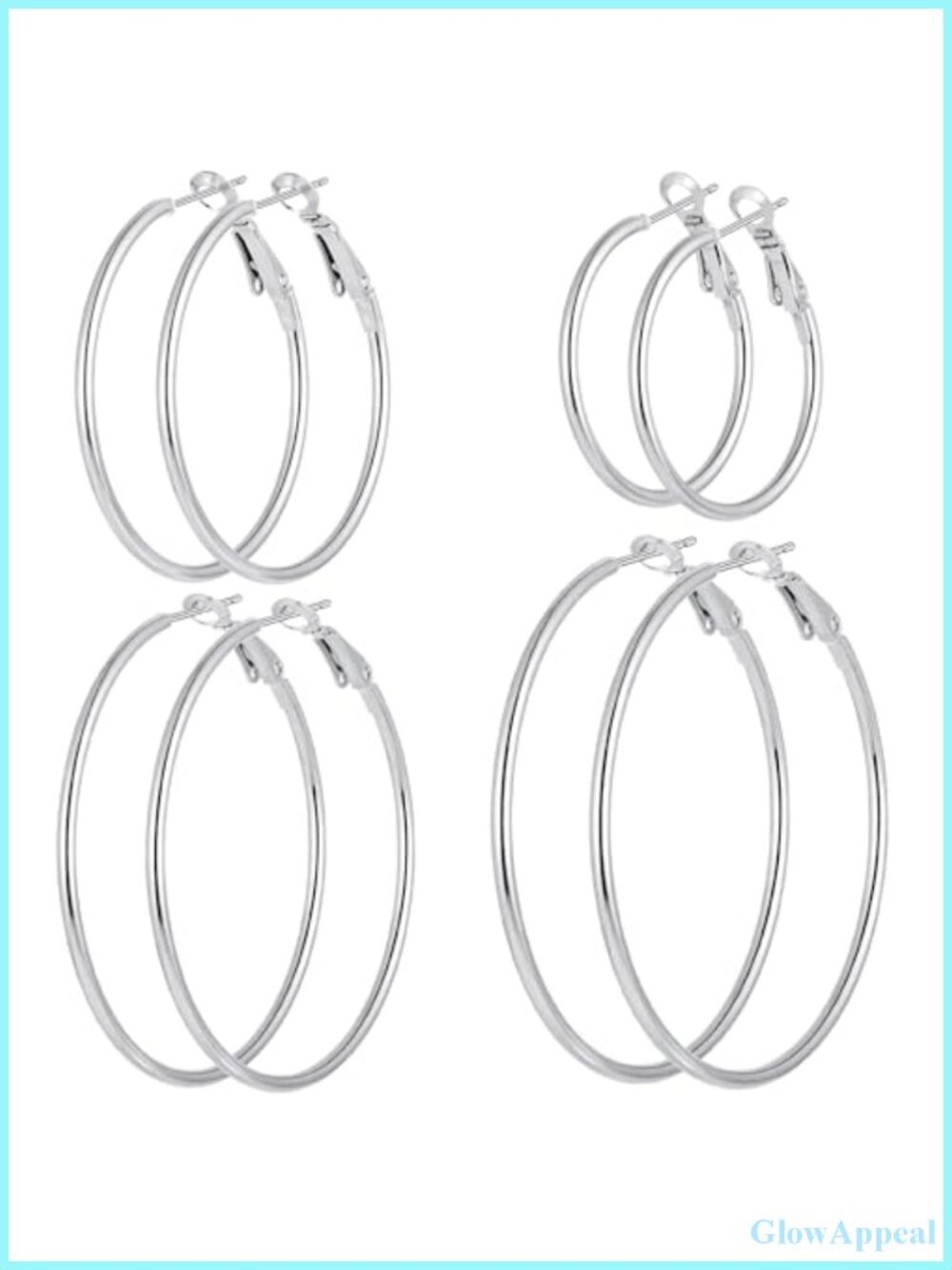 Set of 10 Stainless Steel Hoop Earrings, Gold Silver Plated, Hypoallergenic